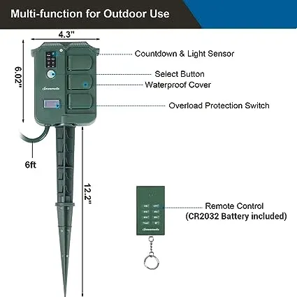 DEWENWILS Outdoor Power Strip Timer