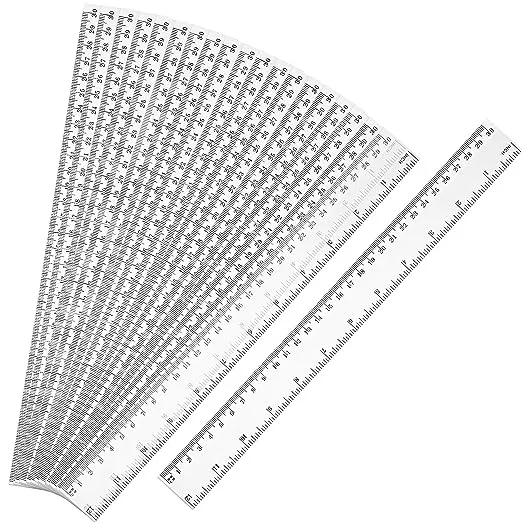 20 Pack Clear Plastic Ruler 12 Inch Straight Ruler Flexible Ruler with Inches an