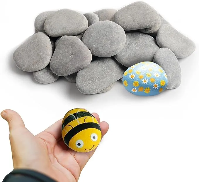 35 River Rocks for Painting, Painting Rocks Bulk for Adults, 2-3 Inches Craft Rocks, Flat Rocks for Painting, Smooth Painting Rocks for DIY Project, Gray Kindness Stones for Family Time