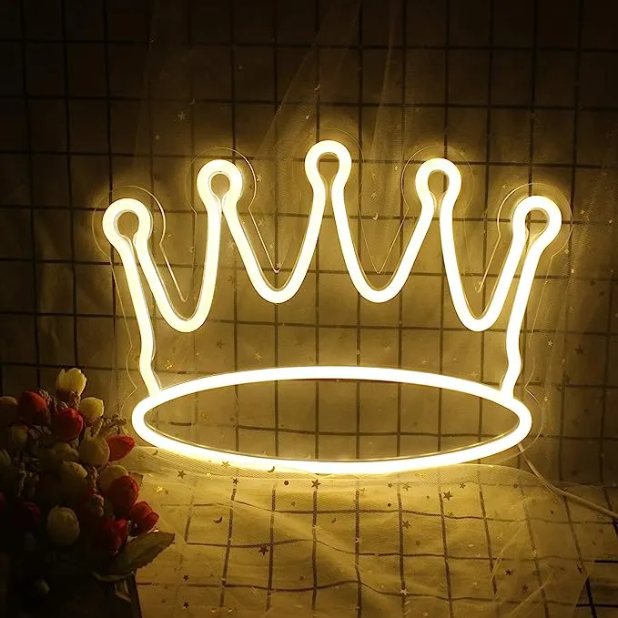 Wanxing Crown Neon Signs King LED Sign Warm White Neon Light Art Neon Lights Wall ...