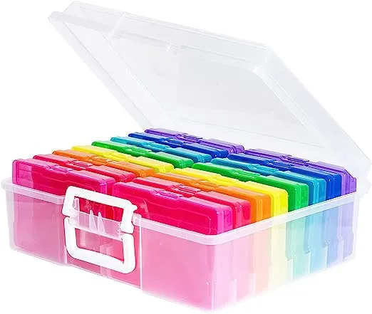 novelinks Transparent 4" x 6" Photo Cases and Clear Craft Keeper with Handle - 16 Inner Cases Plastic Storage Container Box (Multi-colored)novelinks Transparent 4" x 6" Photo Cases and Clear Craft…