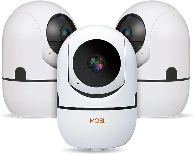 MOBI - Cam HDX Smart HD Pan & Tilt Wi-Fi Baby Monitoring Camera with 2-way Audio and Powerful Night Vision 3-Pack - White