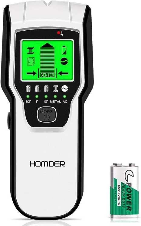 Stud Finder Wall Scanner 5 in 1 Stud Detector with Intelligent Microprocessor Chip and HD LCD Display, Battery for Wood Metal and AC Wire Detection,HD LCD Display and Audio Alarm