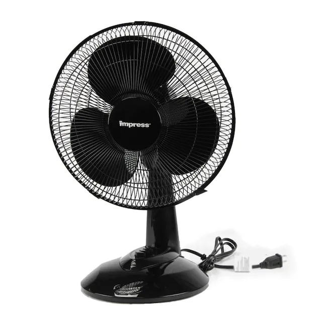 Impress 12 inch 3 Speed Oscillating Table Fan in Black