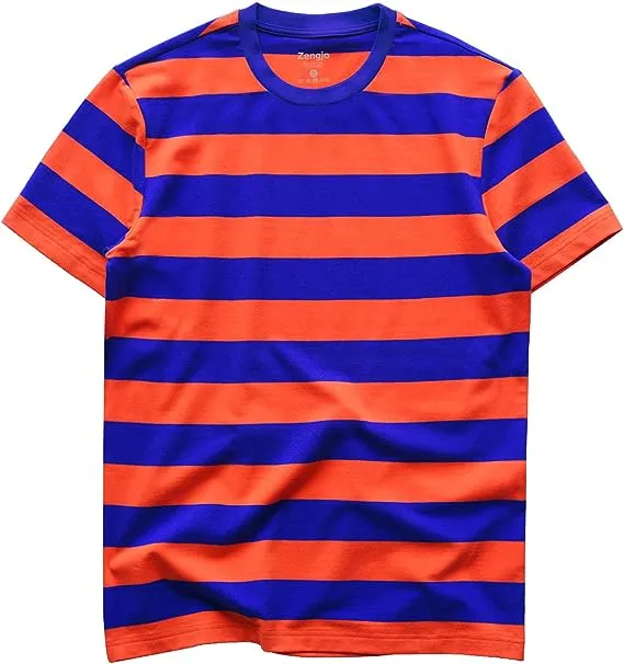 Zengjo Mens Striped Shirt Short Sleeve T-Shirts