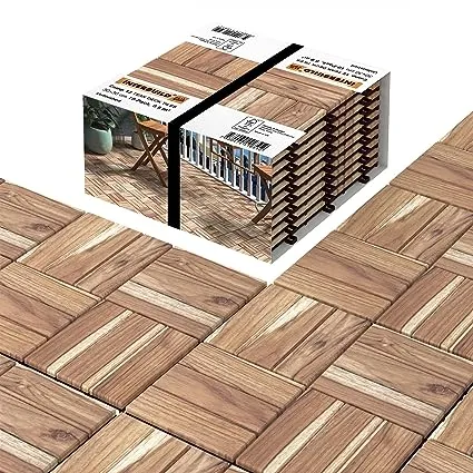 Interbuild Teak Hardwood Interlocking Patio Deck tiles, 12" × (Pack of 10), Easy to Install Floor Tile for Both Indoor & Outdoor Use, 20 Individual