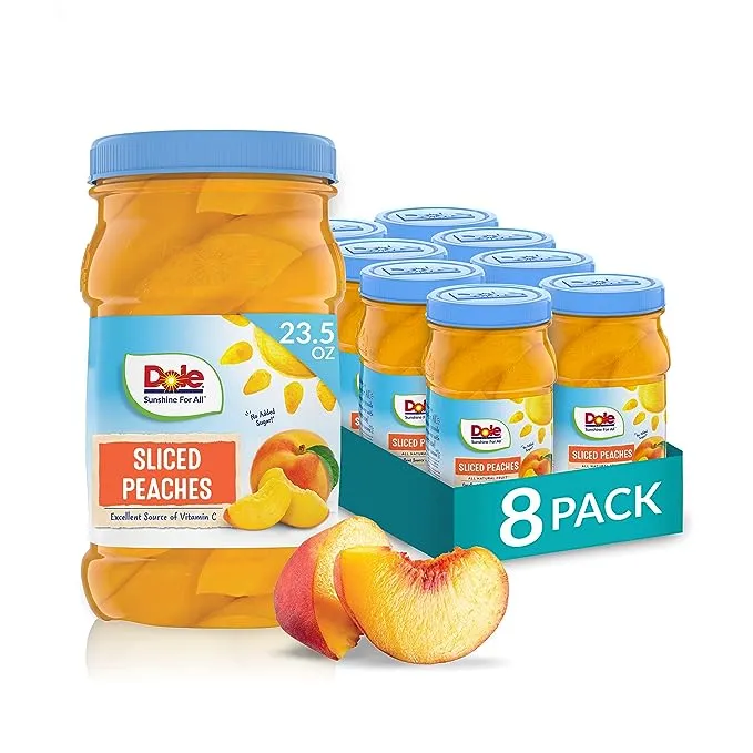  Fruit Jars, Yellow Cling Sliced Peaches In 100% Fruit Juice, Gluten Free, P