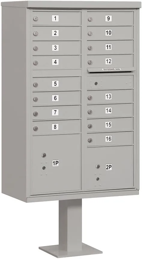 16 A Size Doors, USPS Access Type III Cluster Box Unit, Gray