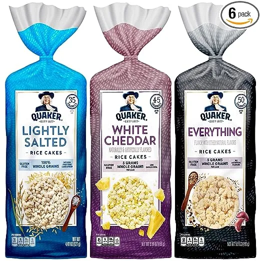 Quaker Large Rice Cakes, 3 Flavor Topper Variety Pack, Pack of 6