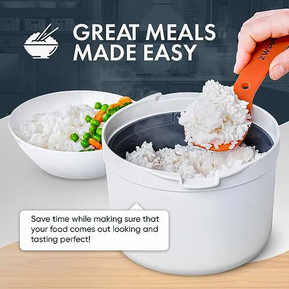 Microwave Rice Cooker Steamer and Pasta Cooker with Strainer - Mess Zwippy v2.0