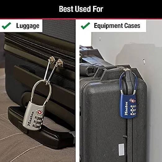 Master Lock Padlock Set Your Own Combination Tsa accepted Cable Luggage Lock