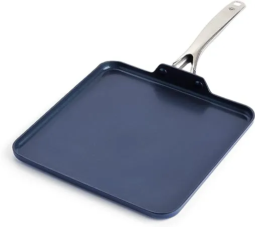 Blue Diamond Cookware 11" Griddle Pan, Diamond Infused Healthy Ceramic Nonstick, PFAS and PFOA-Free, Dishwasher Safe, Oven Safe, Even Heating, Metal Utensil Safe, Warp Control, Blue