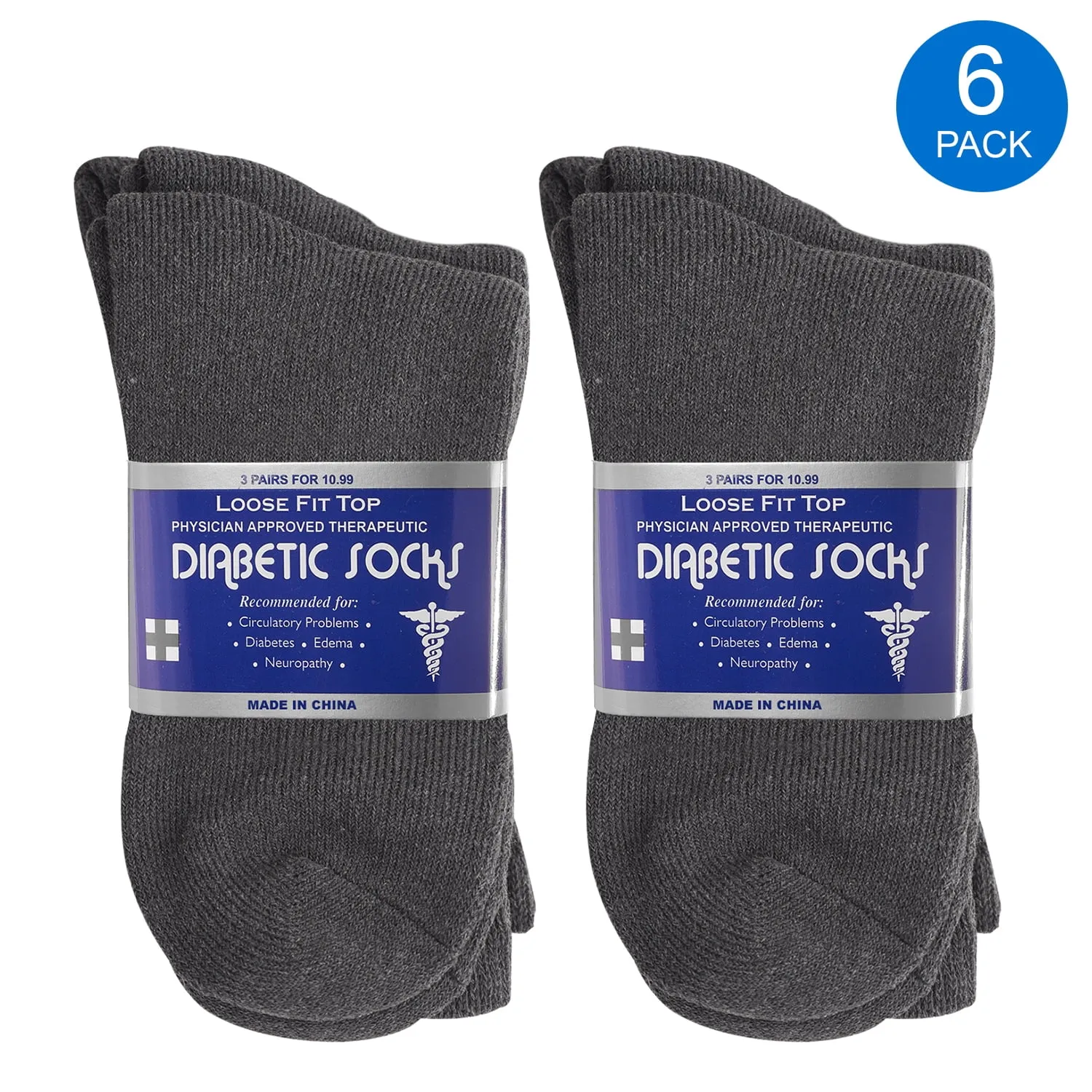 6 Pairs Diabetic Socks for Women&Men,6 Non Binding Diabetic Ankle Socks,Wide Socks with Seamless Toe Size 6-9 9-12