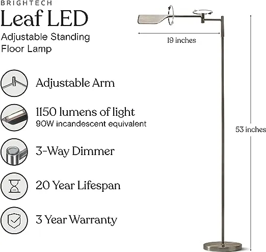 Brightech Leaf LED Floor Lamp - Silver