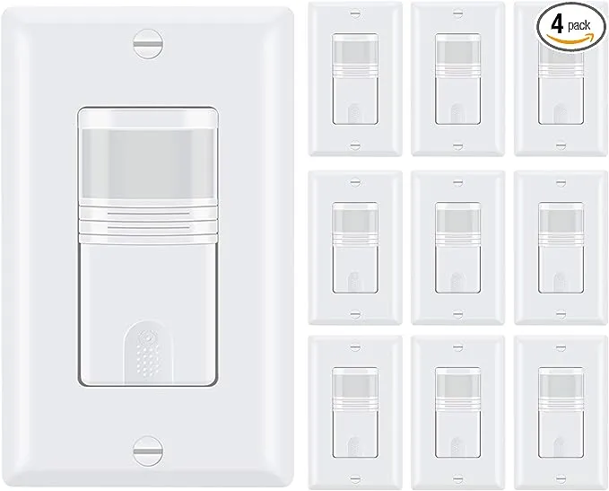 4Pack in-Wall PIR Motion Sensor Light Switch Single Pole Motion Activated Swi...