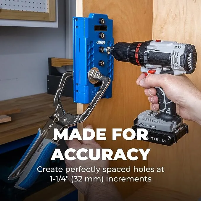 Kreg KMA3225 Shelf-Pin Jig 1/4" (6 mm) - Shelf Pin Drilling Jig - Create Perfect Holes for Wobble-Free Shelves - Drill Guide for Straight Holes