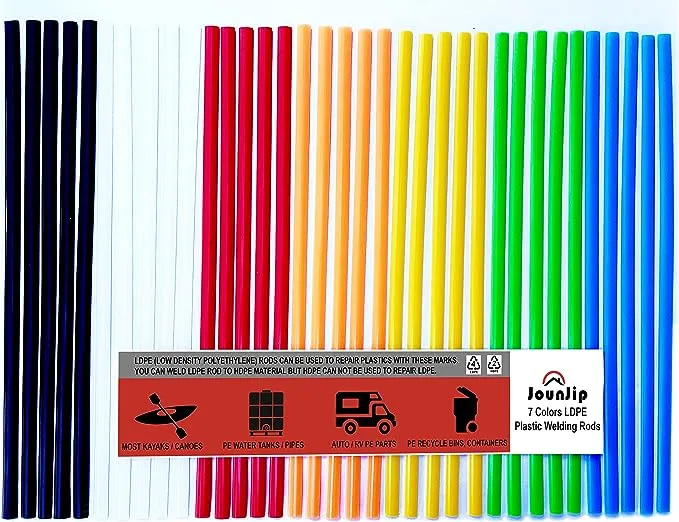 JounJip LDPE Plastic Welding Rods (7 Colors) - Low Density Polyethylene Flat  