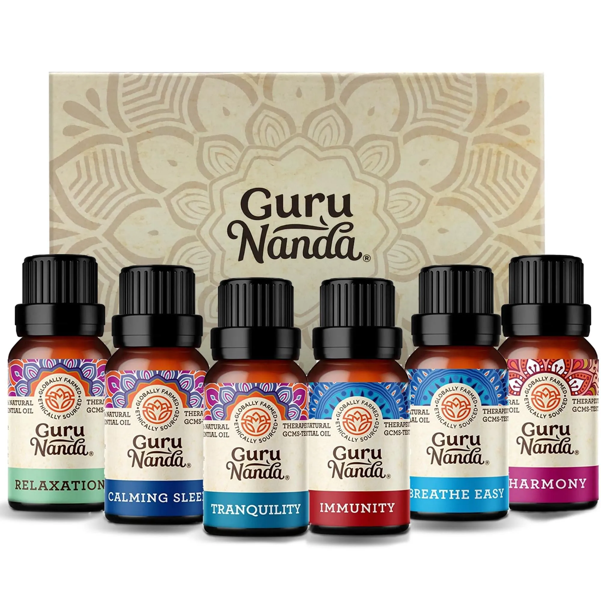 GURU NANDA Essential Oil 6 Pack 100% Pure Top Therapeutic Grade