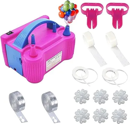 Ceither Electric Balloon Pump Kit,110V-120V Portable Dual-Nozzle Electric Inflator, Electric Balloon Pump for Birthday Party, Wedding