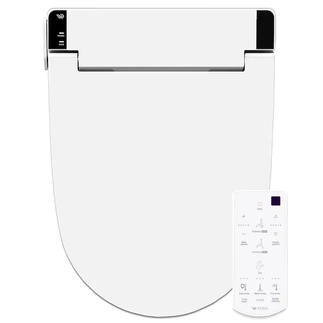 Stylement Electric Smart Bidet Seat for Elongated Toilet in White, Remote, Stainless Nozzle, UV-A LED Sterilization