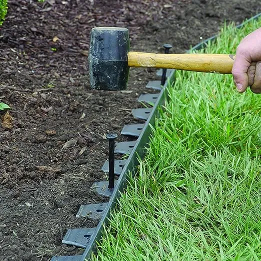 Durable No-Dig Landscape Edging - 40FT Black Plastic with Spikes Included