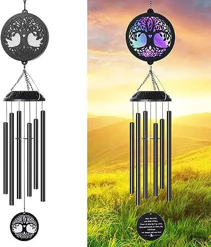 SUNGIRLS Wind Chimes, Solar Wind Chimes for Outside, Tree of Life Sympathy Wind ...