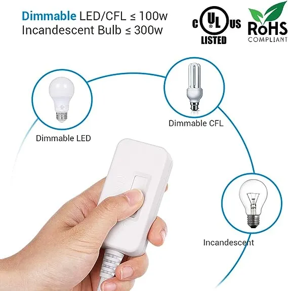 DEWENWILS LED Dimmer Switch, with LED Light Bulb Set, Full Range Slide Control, 6.6 ft Extension Cord, UL Listed