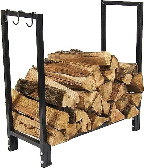 Sunnydaze Firewood Log Rack with Cover - Indoor or Outdoor Wood Storage - 30-Inch