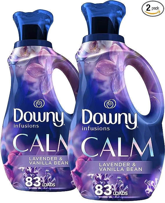 Downy Infusions Laundry Fabric Softener Liquid, Calm Scent, Lavender & Vanilla Bean, 56 Fl Oz (Pack of 2)