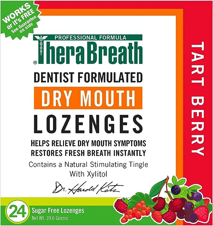 TheraBreath Dry Mouth Lozenges Tart Berry Flavor 100 Lozenges