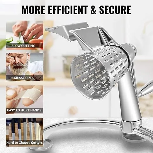 VEVOR Rotary Cheese Grater Zinc Alloy Rotary Vegetable Mandoline