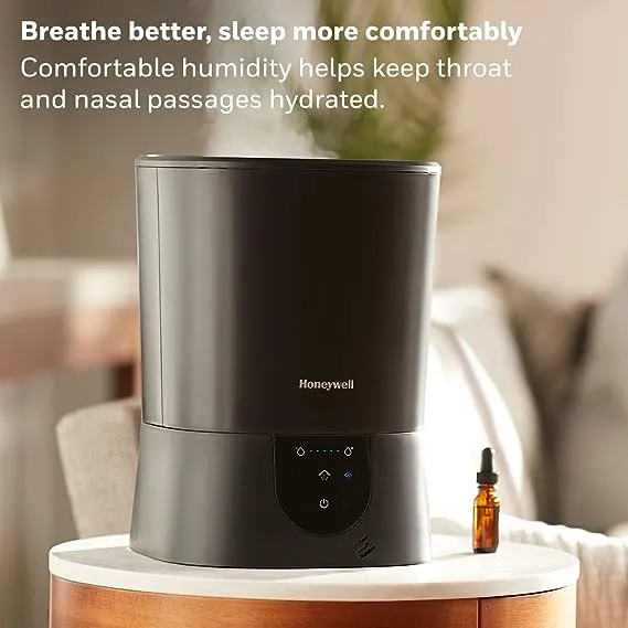 Honeywell Easy-to-Care Filter Free Warm Mist Humidifier, Medium Rooms, 1.5 Gallon Tank – Humidistat for Bedroom, Home or Office