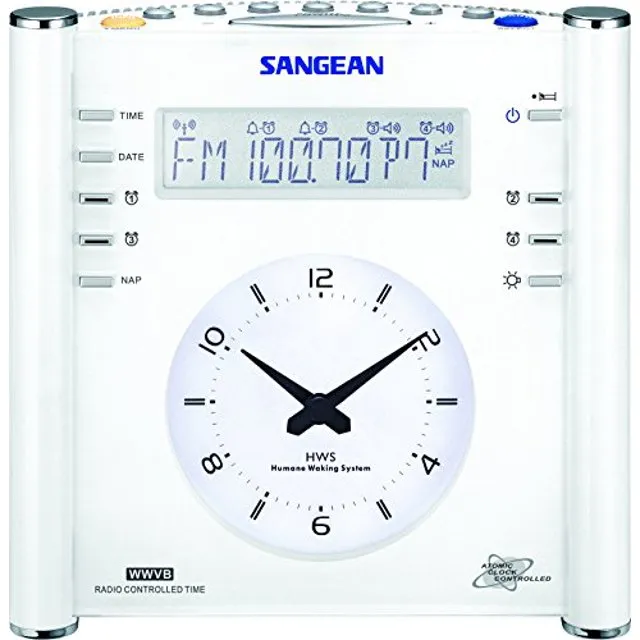 Sangean RCR-3 AM/FM Atomic Digital/Analog Clock Radio (White), One Size