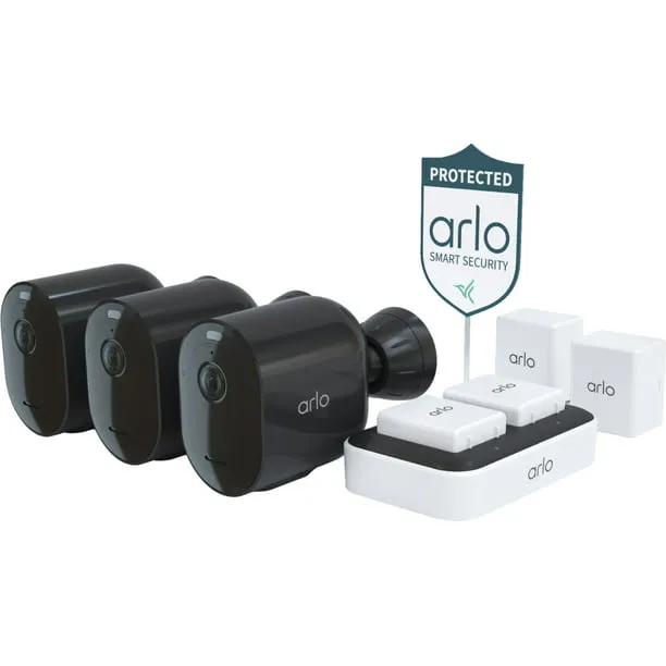 Arl Pro 4 Spotlight Camera Security Bundle - 3 Wire-Free Cameras Indoor/Outdoor 2K with Color Night Vision - White