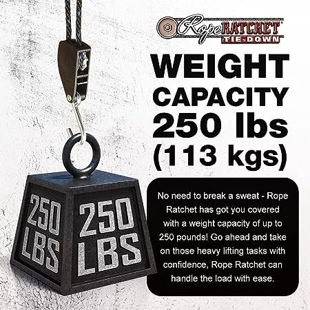 - 3/8&#034; Block &amp; Tackle Pulley Hoist, Rope Hoist Pulley System with Hanger, 15&#039;...