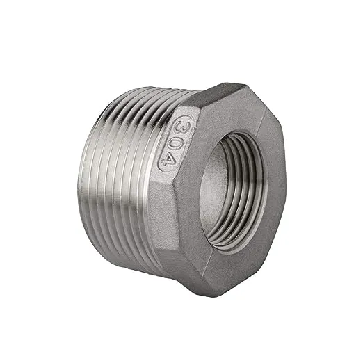 Quickun Stainless Steel Reducer Hex Bushing, 1-1/4" Male NPT to 1" Female NPT, Reducing Bushing Pipe Hose Fitting(Pack of 1)