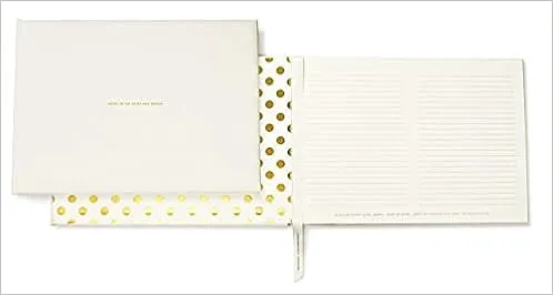 Kate Spade New York Wedding Guest Book, Bridal Journal Includes 17 Lined Pages, 35 Blank Cards and Envelopes, and Ceremony Sign, Gold Dots