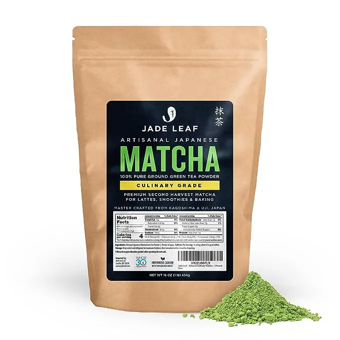 Jade Leaf - Organic Japanese Matcha Green Tea Powder, Ingredient Grade (1 pound)