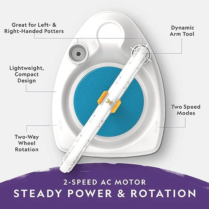 NATIONAL GEOGRAPHIC Kid’s Pottery Wheel – Complete Pottery Kit for Beginners, Electric Motor, 2 lbs. Air Dry Clay, Sculpting Clay Tools, Patented Integrated Arm, Apron & More, Great Craft Kit for Kids