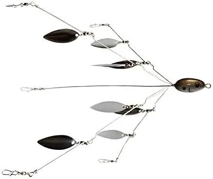 Fishing Vault Fully Rigged 5 Arms 8 Bladed Umbrella Rig Bass Lure W/Swim Baits and Jig Heads Included