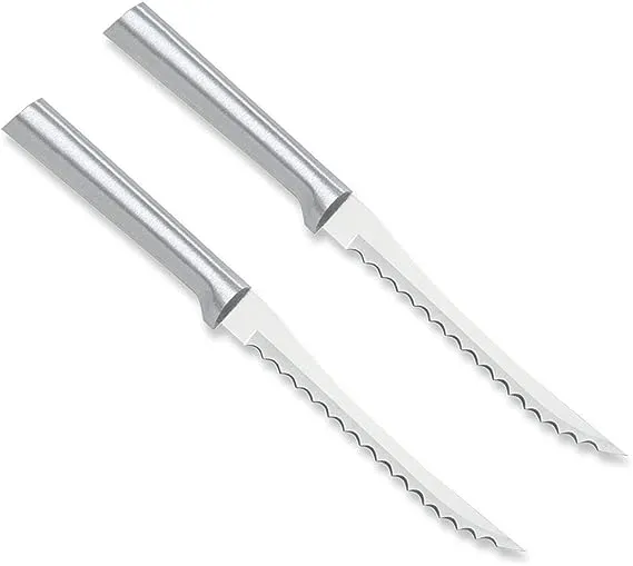 RADA Cutlery Tomato Slicing Knife – Stainless Steel Blade With Aluminum Handle Made in USA, 8-7/8 Inches, 2 Pack