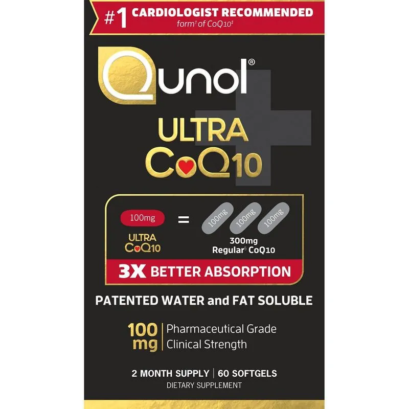 Qunol CoQ10 100mg Softgels, Qunol Ultra CoQ10 100mg, 3x Better Absorption, Antioxidant for Heart Health & Energy Production, Coenzyme Q10 Vitamins and Supplements, 4 Month Supply, 120 Count