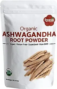 Organic Ashwagandha Powder, Withania Somnifera, Raw Superfood, Workout Supplement, Resealable Pack