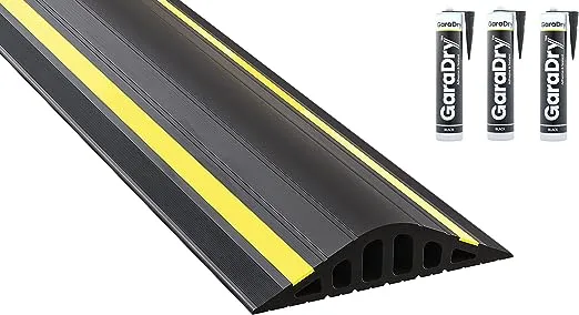 1 ½" High Garage Door Flood Barrier Threshold Kit (18'3") | Flexible PVC | Complete Kit Includes 3 Adhesives| GaraDry