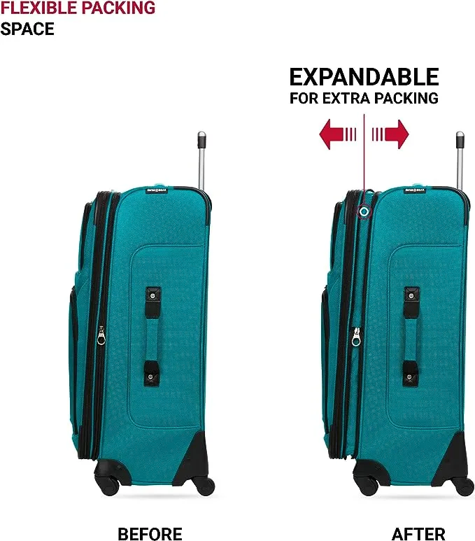 Sion Softside Expandable Roller Luggage, Teal, Checked-Medium 25-Inch