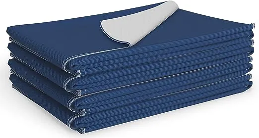 Medline Washable Bed Pads for Incontinence, XL 34 x 48 inch Reusable Underpads, 4 Pack, Pee Pads for Dogs, Adults, Kids and Baby, Navy with Gray Top Sheet