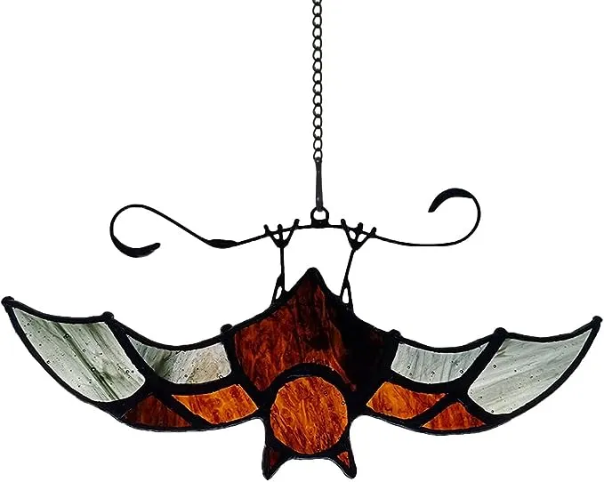 BOXCASA Bat Stained Glass Window Hangings