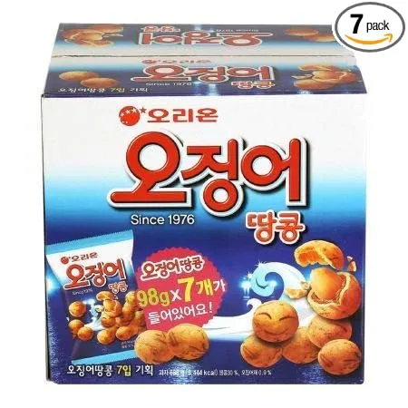 Korean Orion Peanut & Squid Ball Value Pack 1 Box (98g X 7ea) 오징어 땅콩