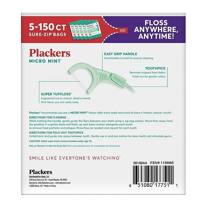 Plackers Dental Flossers, Mint, Value Size! - 150 flossers