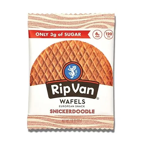 Rip Van Wafels - Single Serve, Snickerdoodle, 1.16 oz Pack, 12/Box